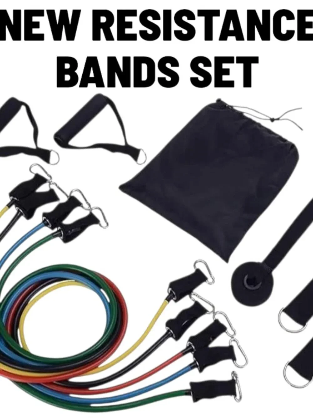 NEW Resistance Training Bands 11 Piece Set Home Workout Physical Therapy Yoga Pi